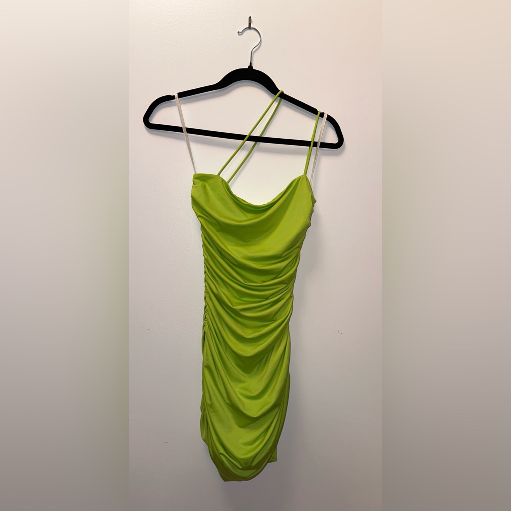 Asymmetrical Green Mini Dress, Revolve Superdown, Xs